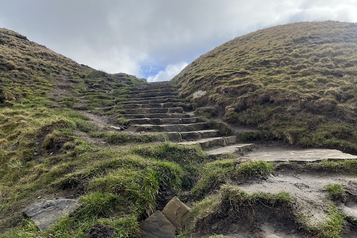 Ascending the steps to the summit of Mam Tor