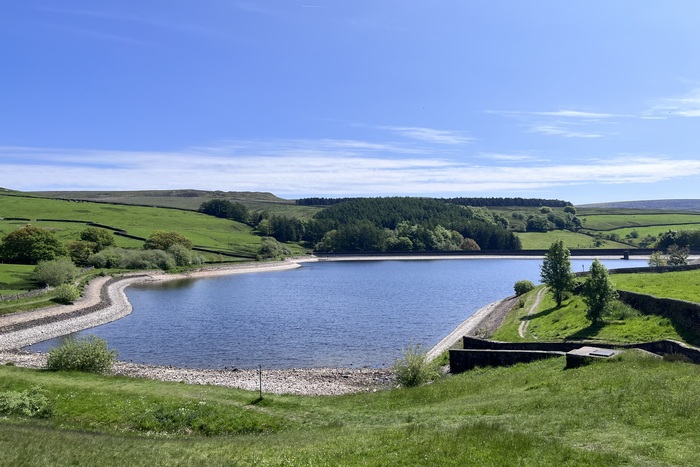 A view from the path looking over Swineshaw Reservoir