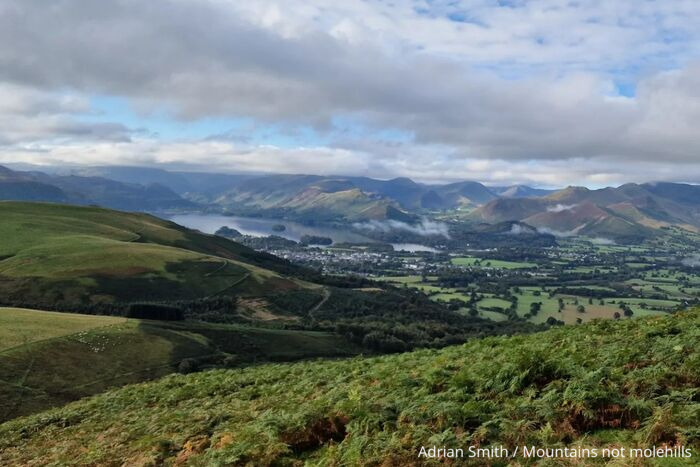 Views from the path on Skiddaw looking back over Derwent Water