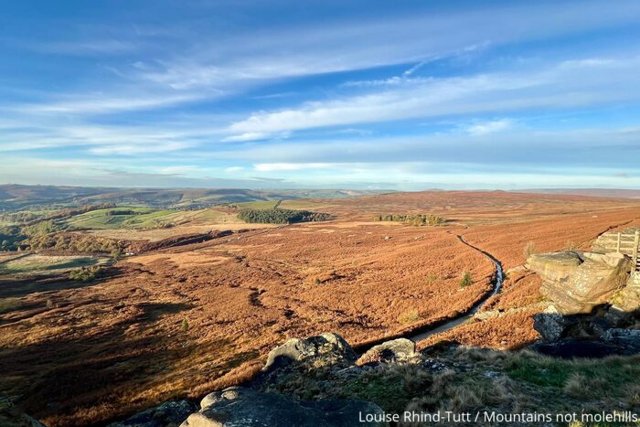 View looking out over the Hope Valley from on top of Stanage Edge