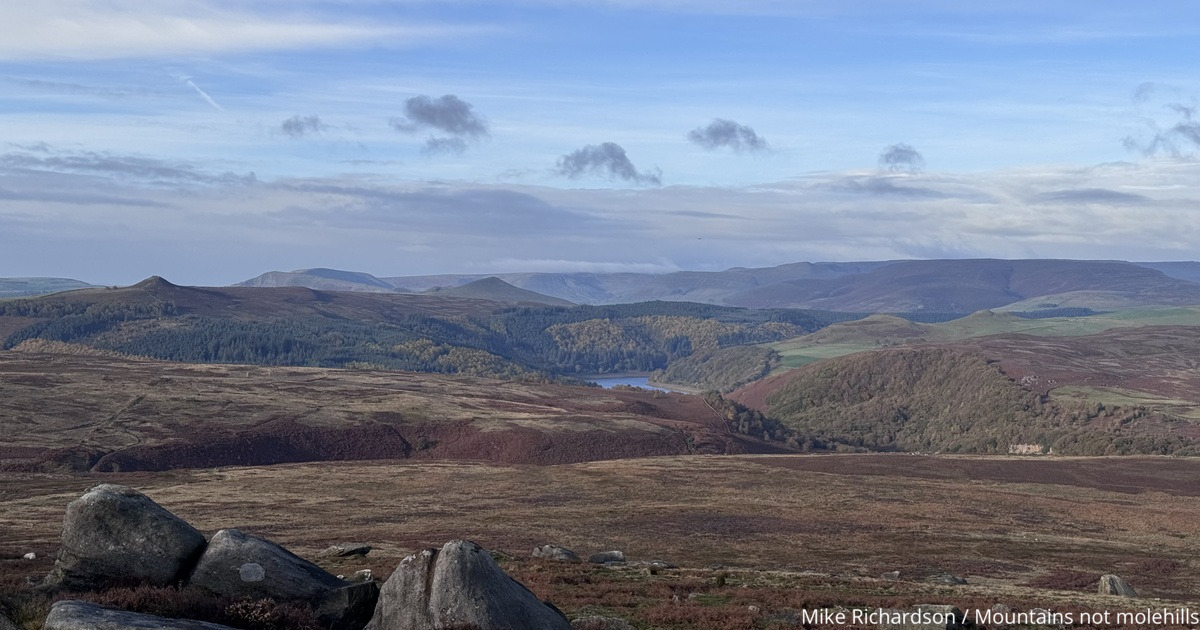 Open fields from Stanage Edge in Hope Valley