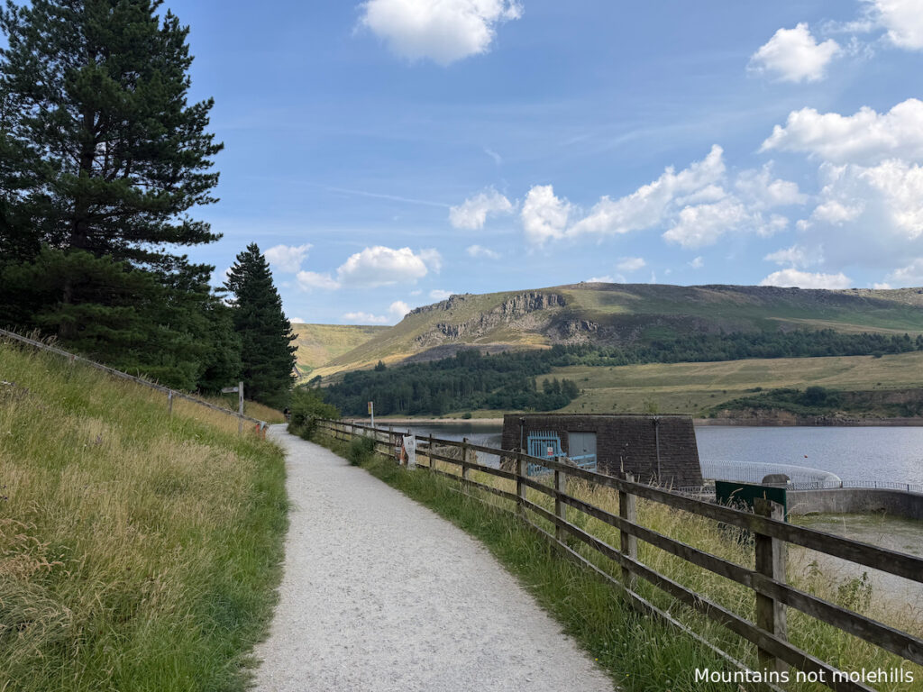 A stoney path running alongside Dovestones Reservoir