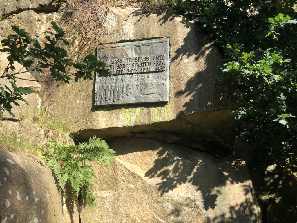 A plaque celebrating the Mass Trespass on Kinder Scout